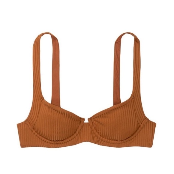 NWOT Vitamin A Demi bikini top chai brown eco ribbed fabric 14017 - Picture 5 of 12